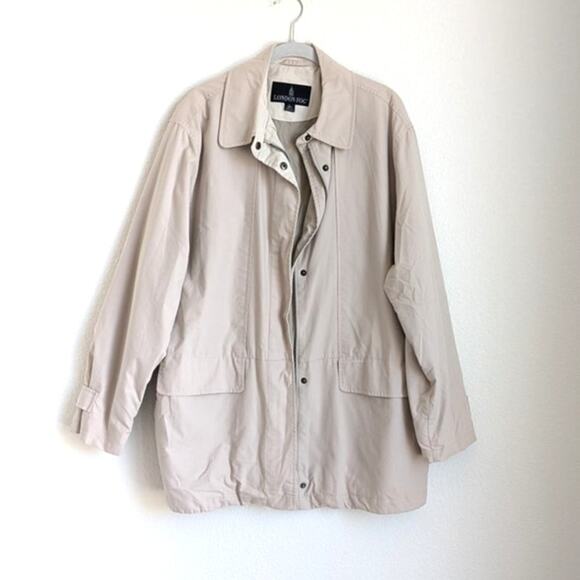 London Fog Limited Edition Tan Cotton Blend Long Sleeve Trench Zip Coat, size L - Picture 1 of 9